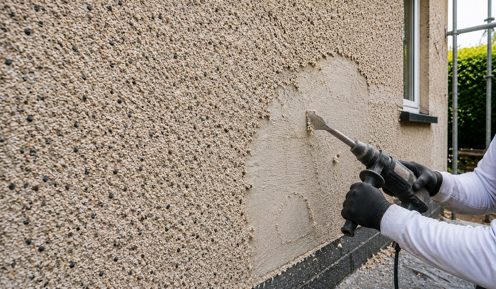 Pebbledash removed and replaced with smooth contemporary silicone render